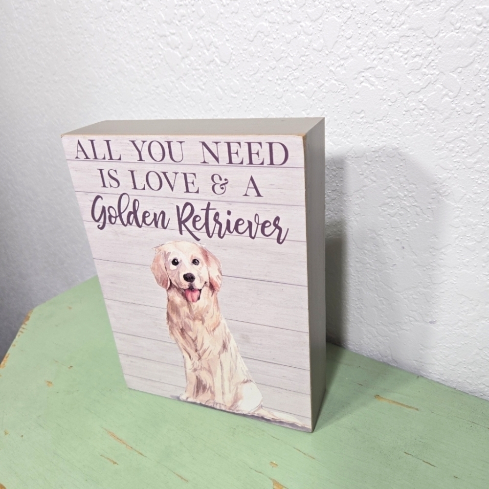Golden Retriever Dog Love Shelf Sitter Wall Art